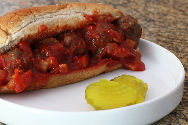 sloppy joe meatballs in a sub roll