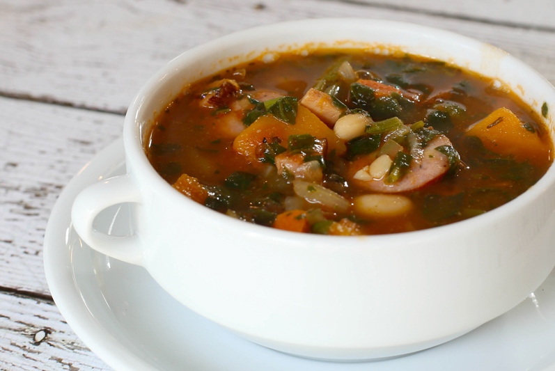 Bean and Sausage Soup With Autumn Vegetables