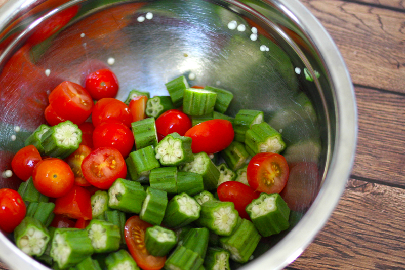 okra and tomatoes