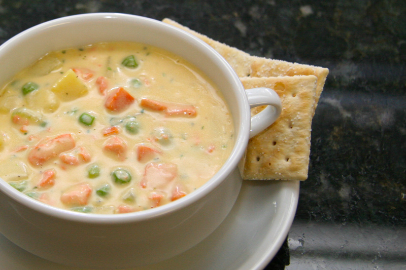 Fresh Salmon Chowder With Cheddar Cheese Recipe
