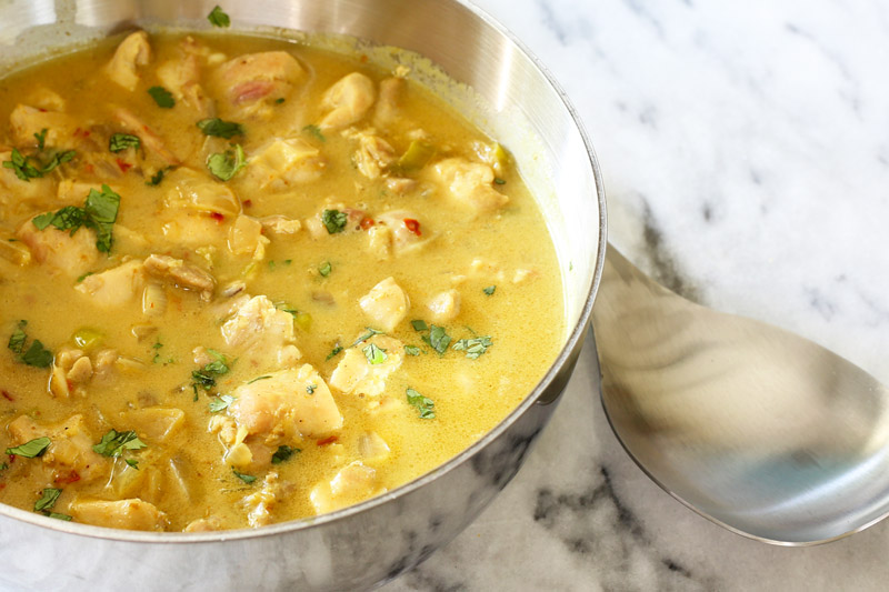 Chicken and coconut curry, Thai-style.