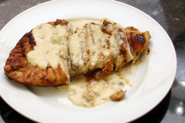 Chicken with Dijon mustard sauce.