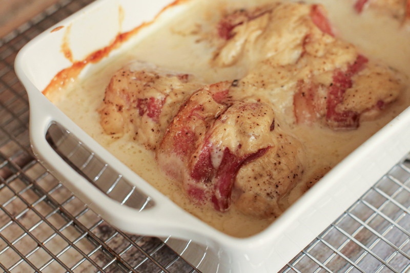 Casserole of chicken with bacon and dried beef.