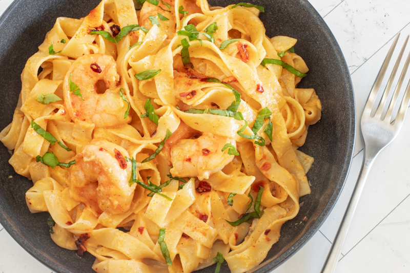 Chili Crisp Shrimp Fettuccine Alfredo Recipe