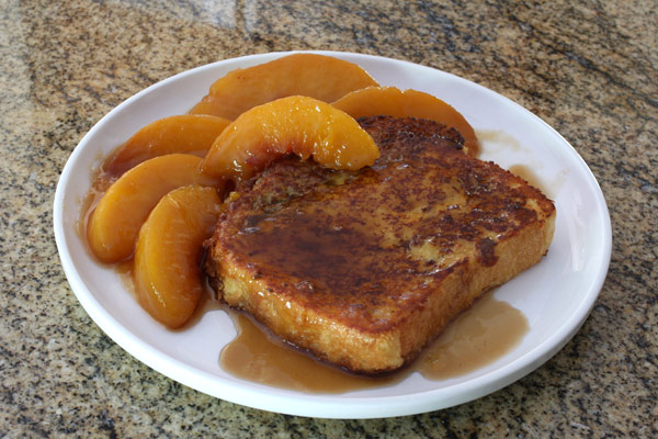 French toast and peaches.