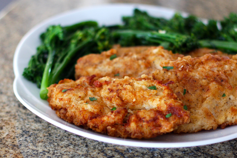 Quick fried chicken breasts.