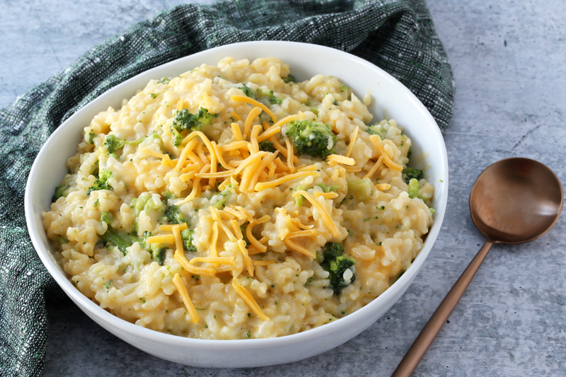 Instant pot rice with broccoli and cheese.