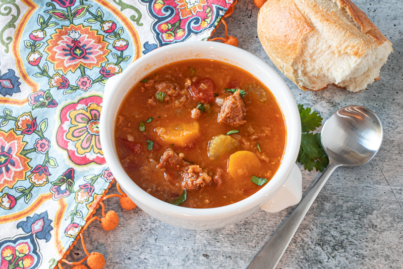 instant pot chorizo soup with red lentils