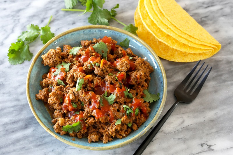Instant Pot taco meat with ground beef and spices.