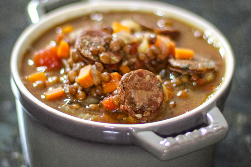 Slow Cooker Lentil and Sausage Soup