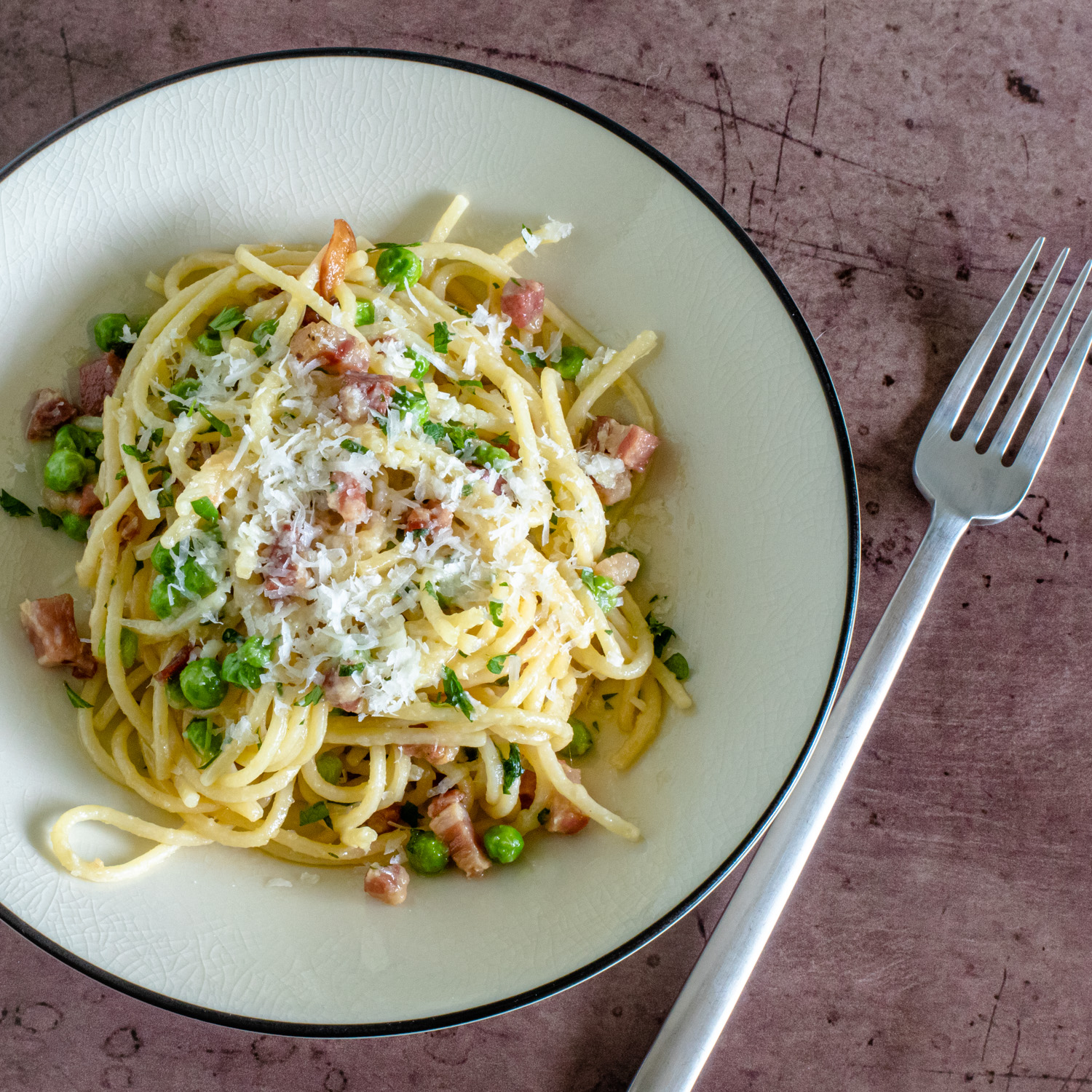 Garlicky Pasta With Pancetta and Peas Recipe