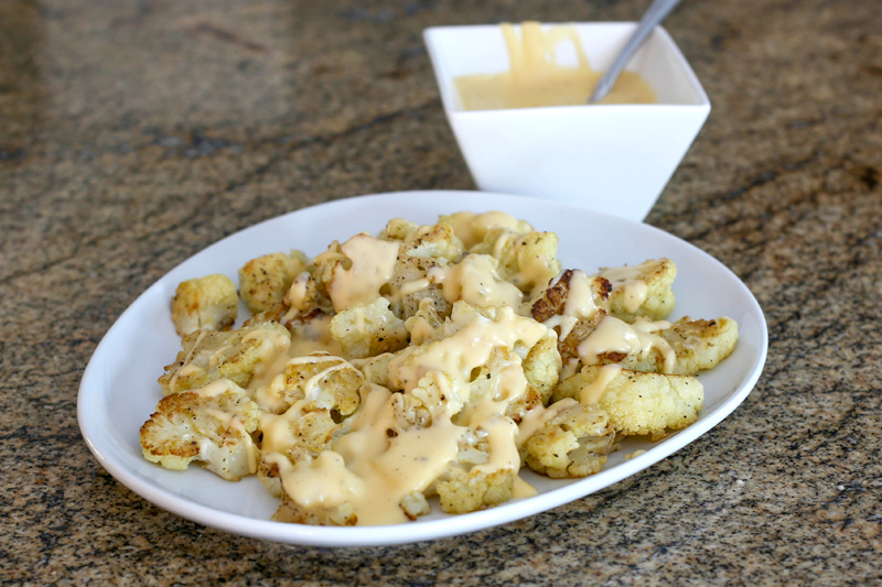 Roasted cauliflower with cheese.