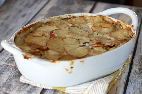 Scalloped potatoes with ham.