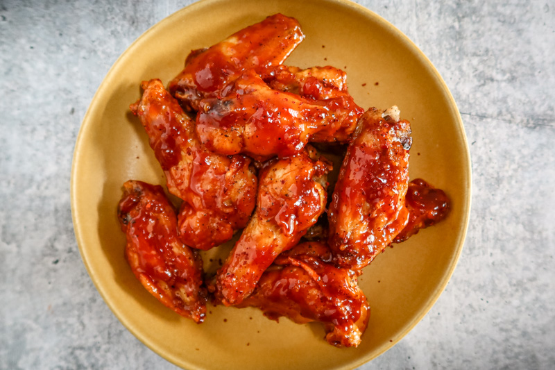 air fryer korean chicken wings in a bowl