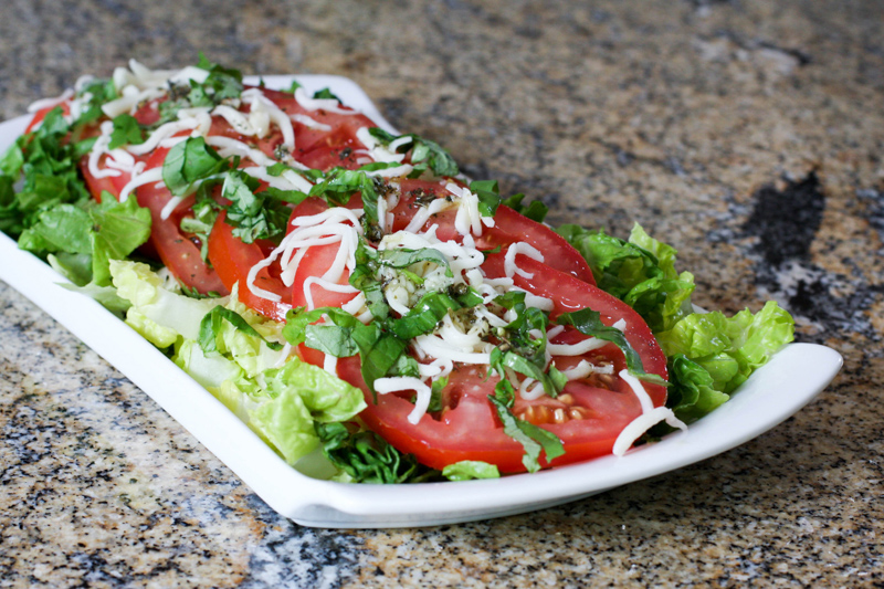 Tomato salad with mozzarella cheese.