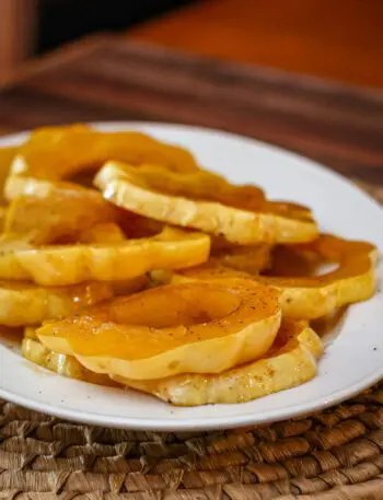 glazed acorn squash rings on a platter