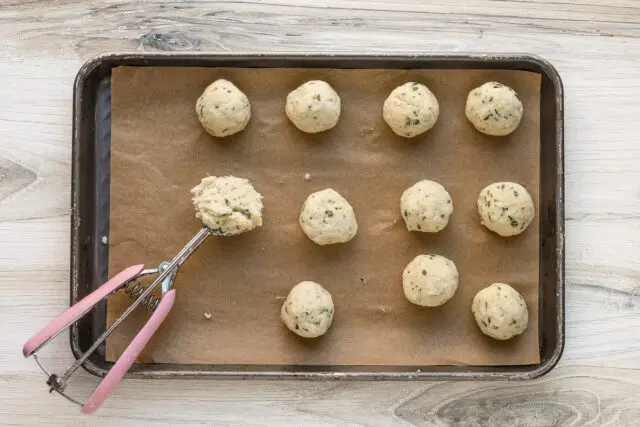 Scoop the croquette mixture and shape it into balls. If too soft, put it in the fridge for an hour or so.