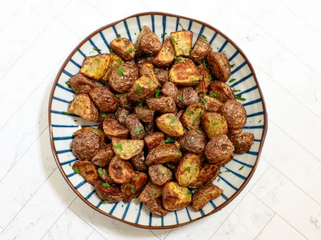 serving bowl with air fryer potatoes