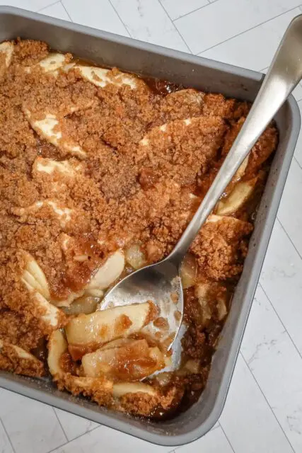 apple betty in the baking pan