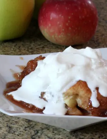 apple dumpling and whipped cream