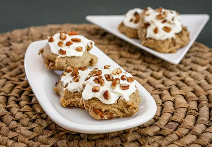 apple raisin cookies on a plate