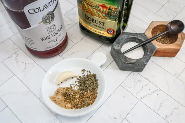 Ingredients for Italian dressing for salad.