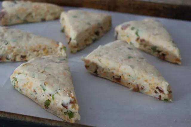 bacon cheddar scones are ready to bake