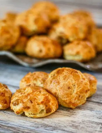 cheese and bacon puffs on a plate