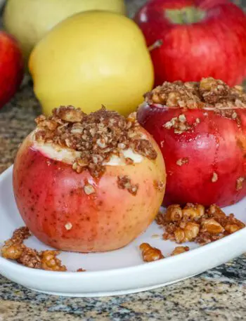 baked apples on a small plate