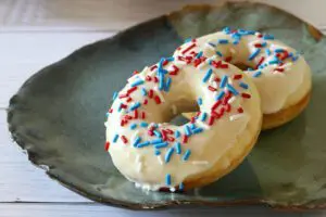 baked donuts with glaze and seasonal sprinkles