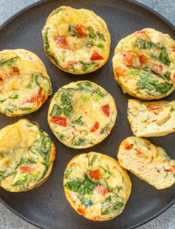 A plate of baked egg bites for breakfast.