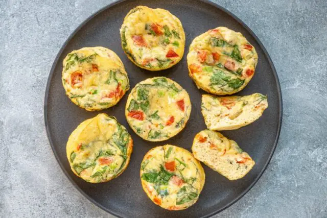 A plate of baked egg bites for breakfast.