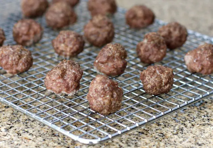 baked meatballs on a cooling rack