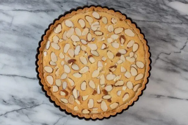 Freshly baked bakewell tart