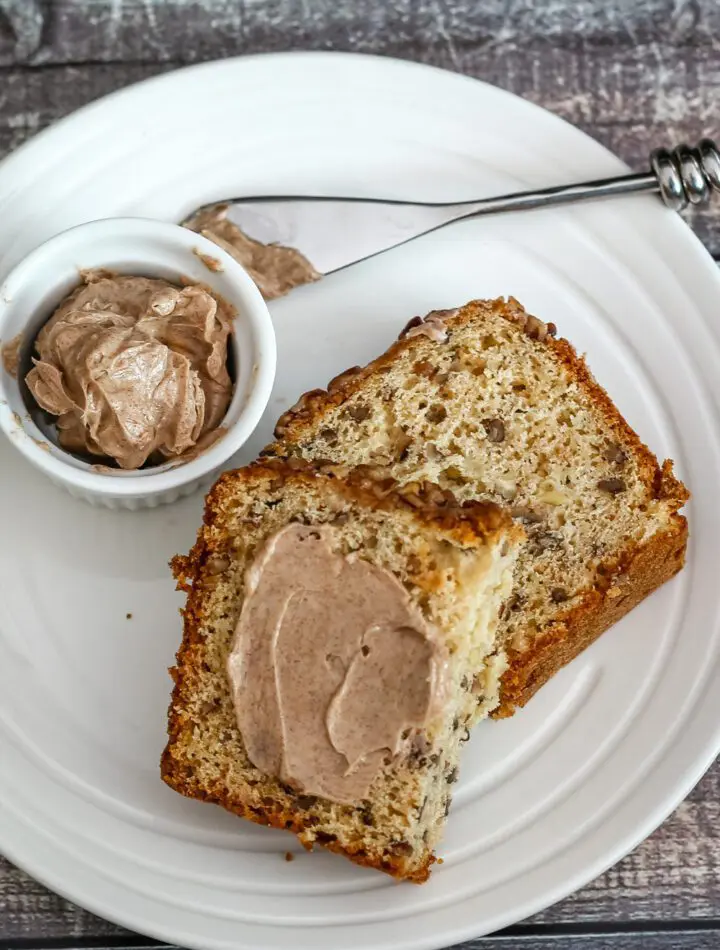 slices of banana bread with cinnamon butter