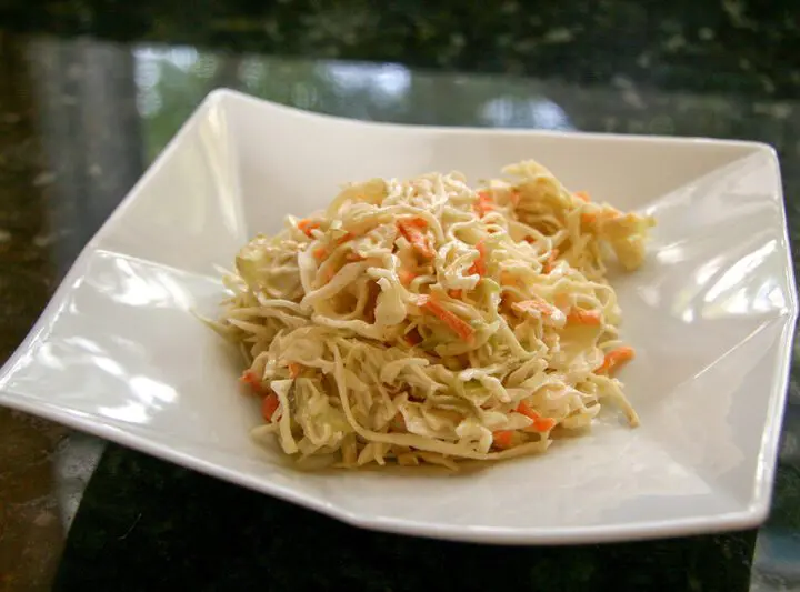 basic coleslaw on a serving plate