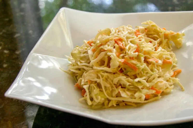 easy lightly sweetened basic coleslaw on a plate