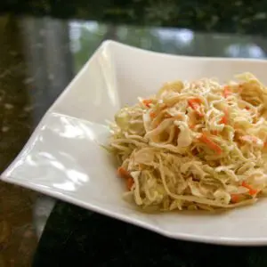 basic coleslaw recipe shown on a plate