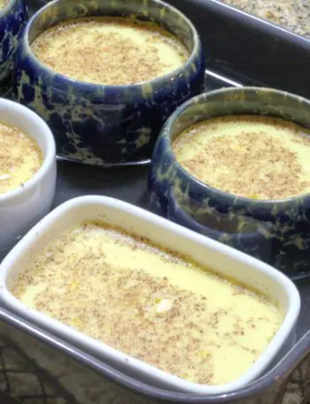 basic baked custard in a baking dish