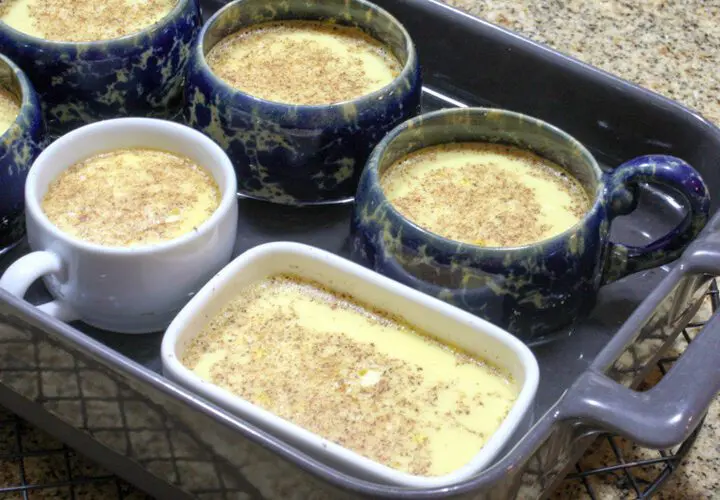 basic baked custard in a baking dish