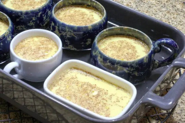 basic baked custard in a baking dish