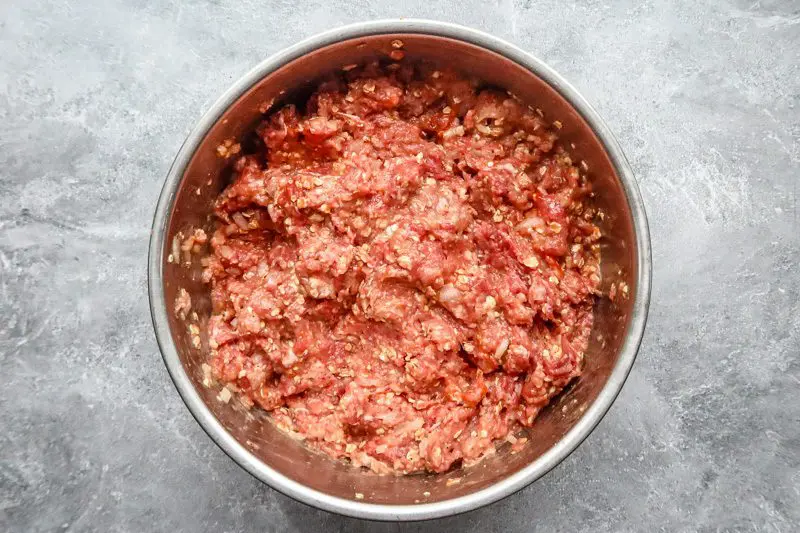 beef and pork meatloaf mixture in a bowl