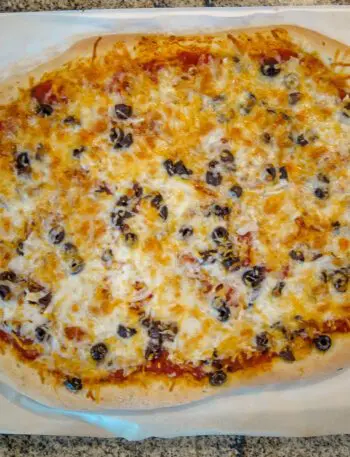 beer pizza crust, baked with toppings