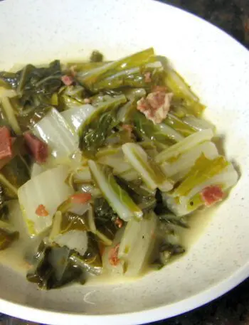 braised bok choy in a bowl