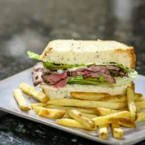 roast beef sandwich on bread machine herb and mustard bread