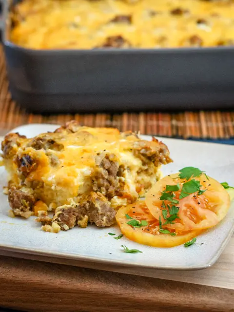 plate with breakfast casserole