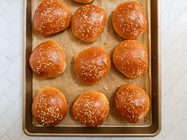 baked brioche buns or rolls