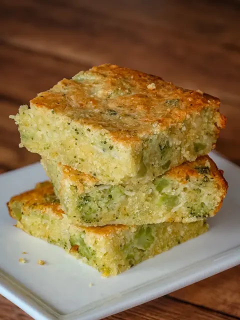 stack of broccoli cornbread