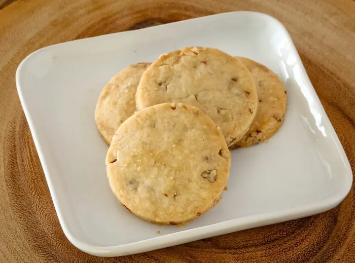 butter pecan shortbread cookies on a plate