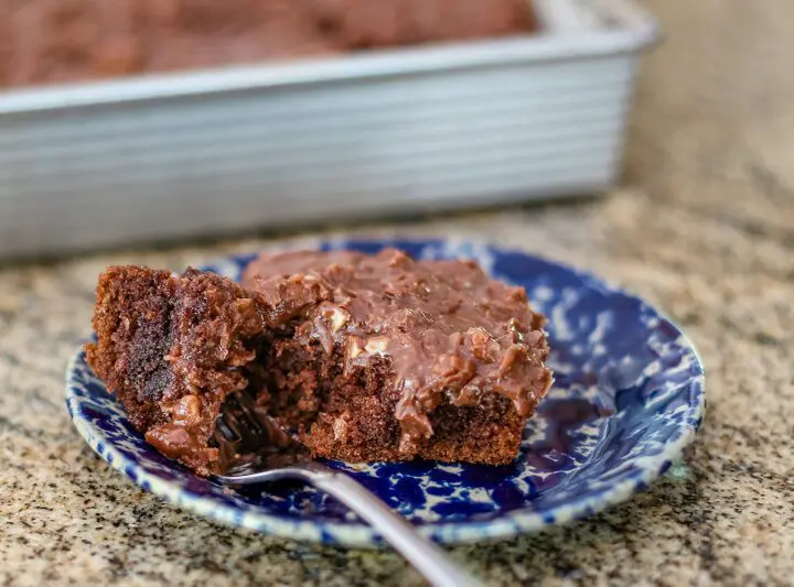 chocolate buttermilk cake with coconut pecan frosting